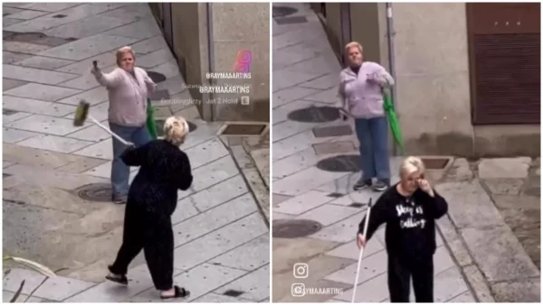 «The Epic Battle»: Γιαγιάδες «μονομαχούν» στη μέση του δρόμου με σκούπα και σπρέι (ΒΙΝΤΕΟ)