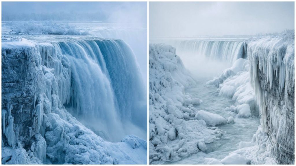 Οι καταρράκτες του Νιαγάρα σχεδόν πάγωσαν δημιουργώντας ένα μαγευτικό τοπίο