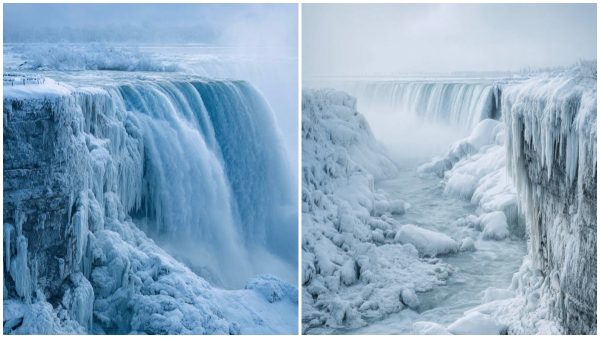 Οι καταρράκτες του Νιαγάρα σχεδόν πάγωσαν δημιουργώντας ένα μαγευτικό τοπίο