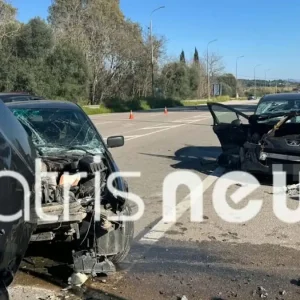 Τροχαίο στον Πύργο: Σφοδρή μετωπική σύγκρουση αυτοκινήτων – 4 τραυματίες, ένας σε σοβαρή κατάσταση