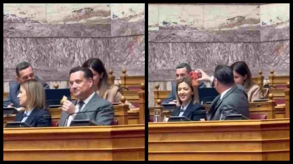 Η Κωνσταντοπούλου ανέβασε βίντεο με τον Άδωνι να τρώει κρακεράκια στη Βουλή: «Δεν είναι η κουζίνα σας» (ΒΙΝΤΕΟ)