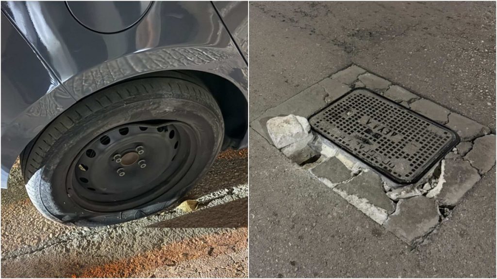 Έσκασε λάστιχο από σπασμένο φρεάτιο στην οδό Υψηλάντη