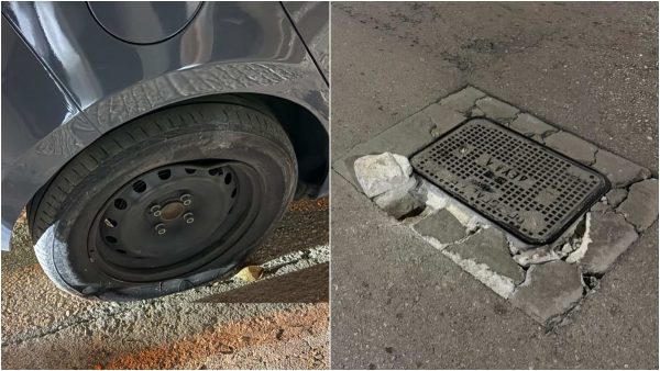 Έσκασε λάστιχο από σπασμένο φρεάτιο στην οδό Υψηλάντη