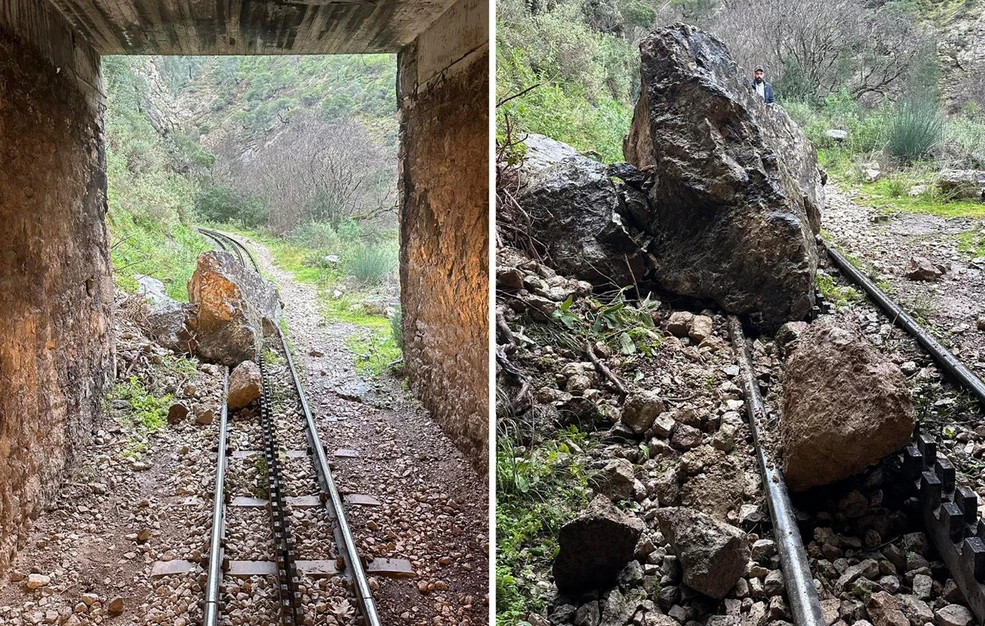 Συνεχιζόμενες οι κατολισθήσεις βράχων στις ράγες του Οδοντωτού - Αναστέλλεται η γραμμή μετά τον αυξανόμενο κίνδυνο