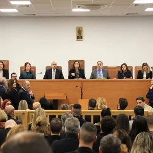 H δικαστική αίθουσα των Τεμπών που ζητείται να αλλάξει, έχει 450 θέσεις, είναι η μεγαλύτερη στη χώρα, λέει το υπουργείο Δικαιοσύνης