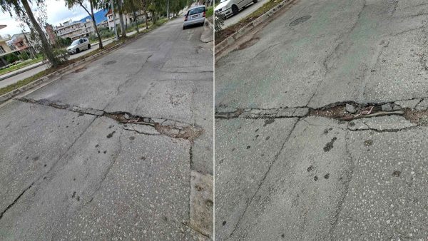 Χαλασμένος ο δρόμος στην οδό Άρη Βελουχιώτη