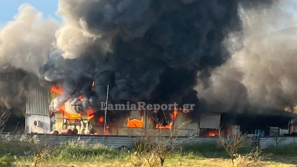 Μεγάλη πυρκαγιά σε αποθήκη στην ανατολική Φθιώτιδα (ΦΩΤΟ)