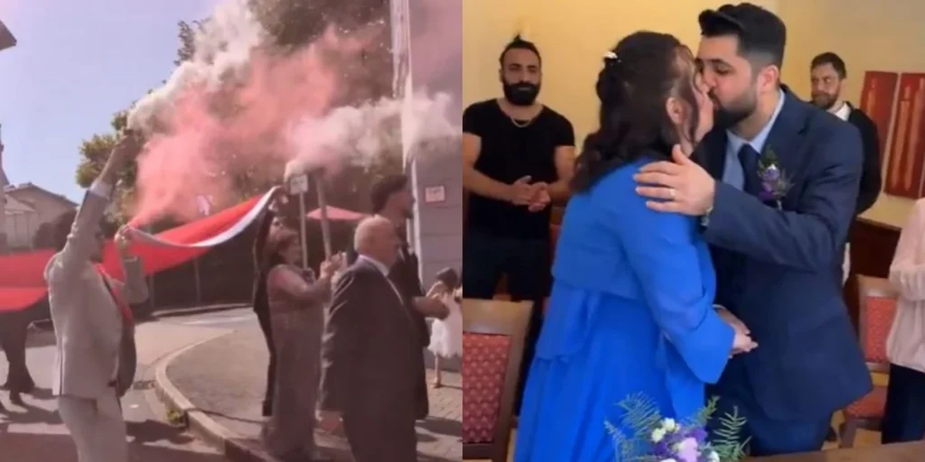 Ελληνοτουρκικός γάμος με σημαίες και καπνογόνα στη Γερμανία (ΒΙΝΤΕΟ)