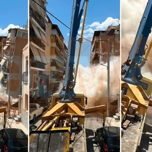 Καρέ καρέ η κατάρρευση της πολυκατοικίας στα Πετράλωνα, δείτε φωτογραφίες από τη στιγμή που το κτήριο παίρνει κλίση και πέφτει