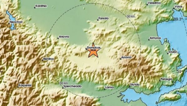 Ισχυρός σεισμός στην περιοχή του Δομοκού