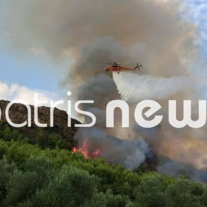 Μεγάλη φωτιά στο Μουζάκι Ηλείας – Οι φλόγες πριν την είσοδο του χωριού, στη μάχη και εναέρια μέσα