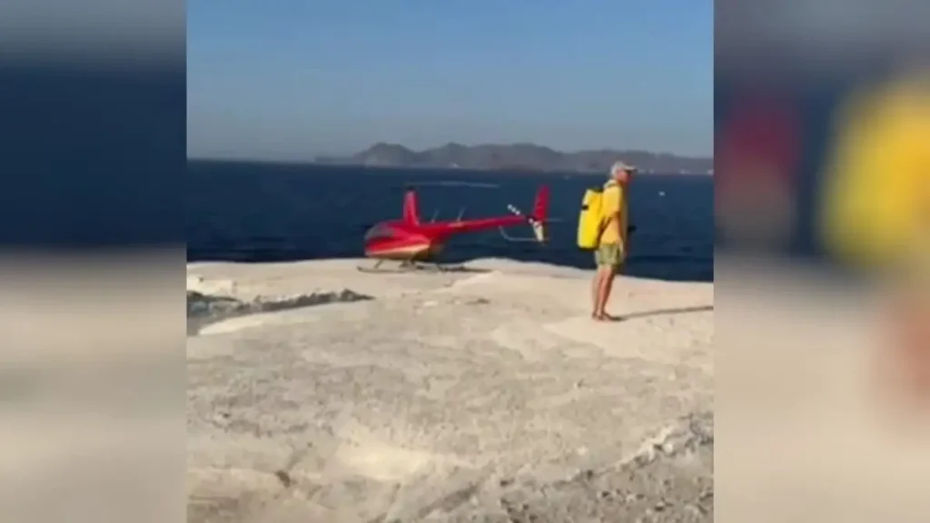 Μήλος: Μετέτρεψαν το Σαρακήνικο σε ελικοδρόμιο – «Πάρκαραν» το ελικόπτερο τους για να κάνουν μπάνιο