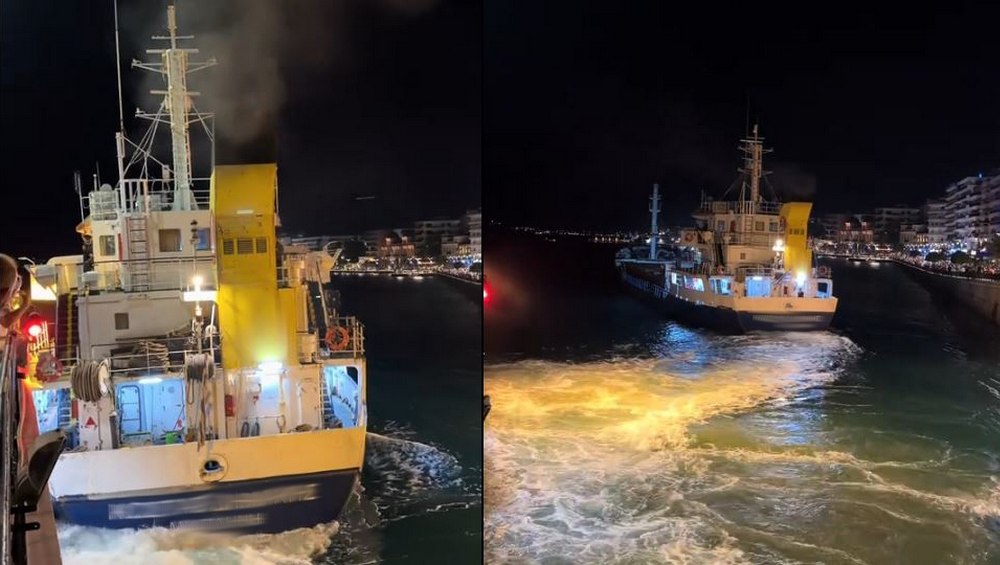 Επεισοδιακό πέρασμα φορτηγού πλοίου από το στενό δίαυλο της παλιάς γέφυρας Χαλκίδας (ΒΙΝΤΕΟ)