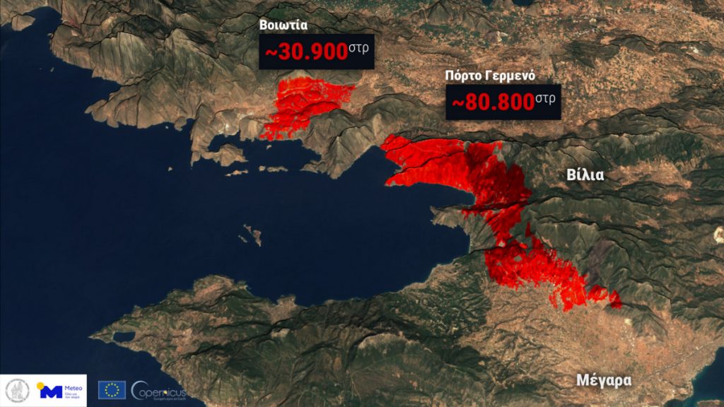 Πάνω από 111.000 στρέμματα κάηκαν σε Βοιωτία και Δυτική Αττική στη φοβερή πυρκαγιά