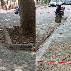Έφτιαξαν άμεσα το επικίνδυνο πεζοδρόμιο στην οδό Τήνου