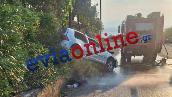 Σύγκρουση αυτοκινήτων με εγκλωβισμένη γυναίκα τραυματία στη Λίμνη Ευβοίας