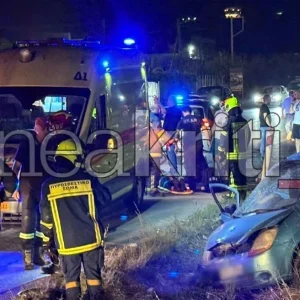 Σοβαρό τροχαίο με δύο εγκλωβισμένους στην Εθνική Οδό Ηρακλείου–Μοιρών, δείτε βίντεο και φωτογραφίες