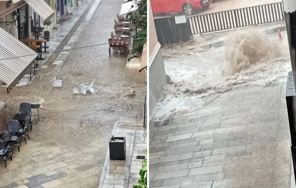 Ισχυρή καταιγίδα σάρωσε το νησί της Σύρου: Ρεκόρ βροχόπτωσης στην Ερμούπολη