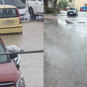 Ισχυρή νεροποντή έπληξε την Χίο -Πλημμύρισαν δρόμοι, αναφορές για διακοπές ρεύματος