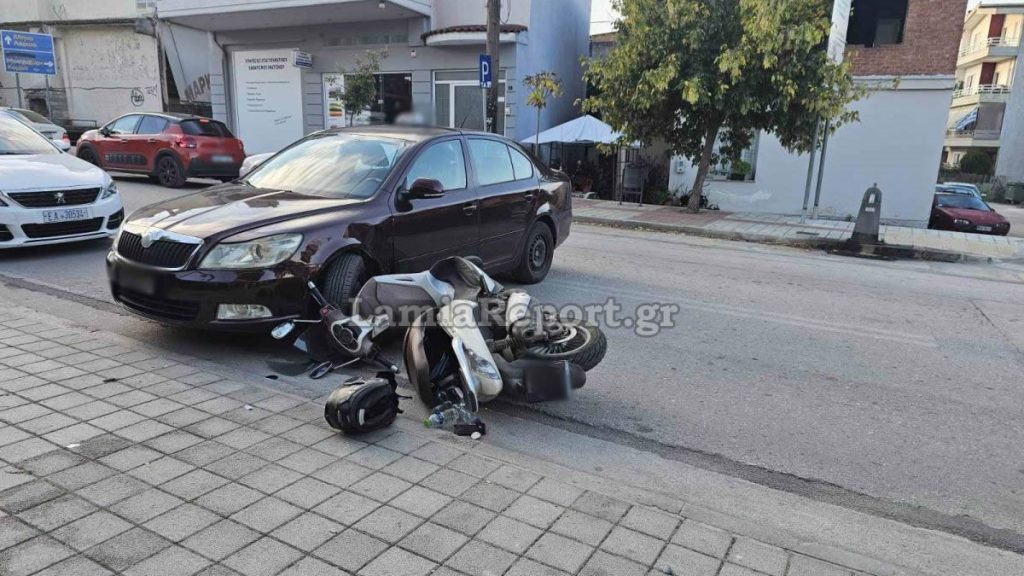 Τροχαίο με μηχανάκι το πρωί στη νότια Λαμία - Στο νοσοκομείο ο δικυκλιστής - Δείτε εικόνες