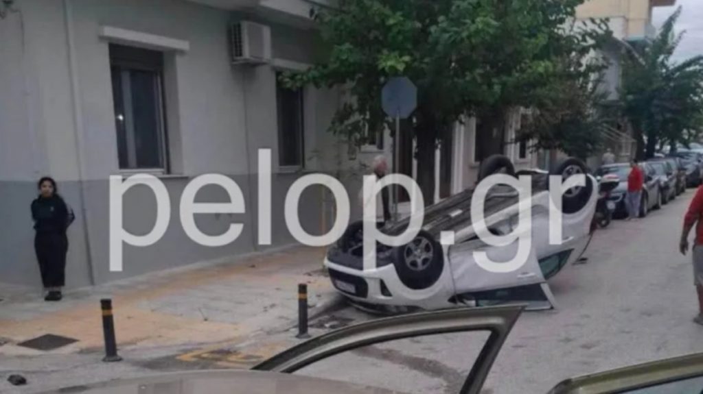 Ένας τραυματίας στην Πάτρα μετά από σύγκρουση δύο αυτοκινήτων - Το ένα όχημα κατέληξε αναποδογυρισμένο