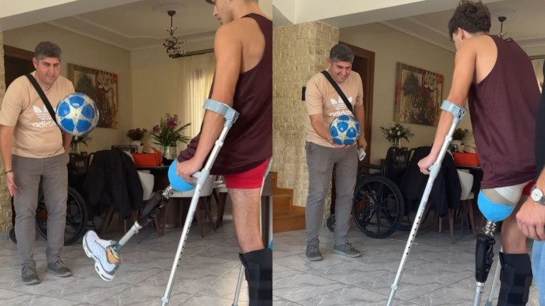 Ο Σταύρος Φλώρος παίζει μπάλα με το προσθετικό πόδι του - "Μου έχει λείψει να μπορώ να κάνω πράγματα πιο απλά"