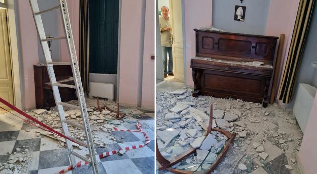 Σεισμός στη Σάμο: Κατέρρευσε η οροφή του δημαρχείου μετά τη διπλή σεισμική δόνηση