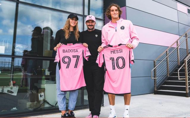 Τσιτσιπάς και Μπαντόσα συναντήθηκαν με τον Μπέκαμ στο γήπεδο της Ίντερ Μαϊάμι - Τι δώρο πήραν