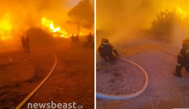 Πεντέλη: Συγκλονιστικό βίντεο με τη μάχη των πυροσβεστών με την πύρινη λαίλαπα