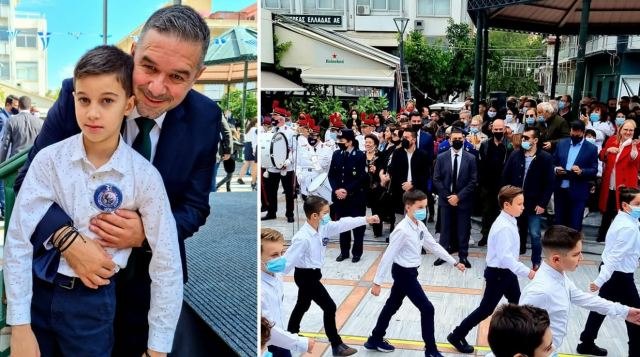 Καμάρωσε για πρώτη φορά το γιο του στην παρέλαση ο Θέμης Χειμάρας