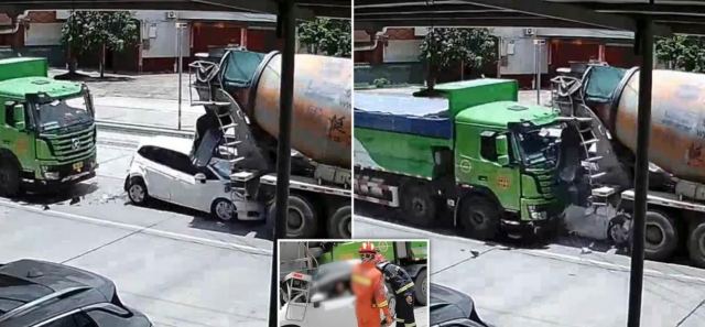 Ο πιο τυχερός οδηγός του κόσμου – Το αυτοκίνητο έγινε «φυσαρμόνικα» (Video)