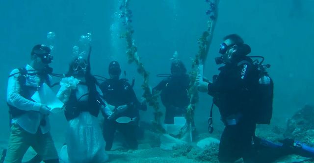 Εκπληκτικές εικόνες: Στην Αλόννησο ο πρώτος υποβρύχιος πολιτικός γάμος