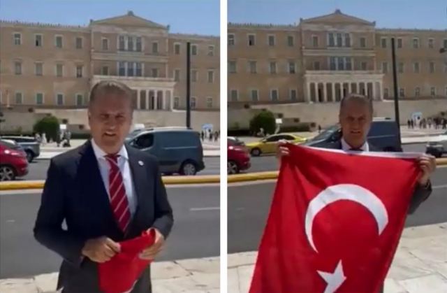 Τούρκος πολιτικός ήρθε στην Αθήνα και άνοιξε τουρκική σημαία μπροστά στην Βουλή