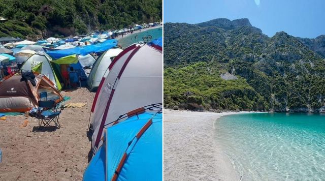 Εύβοια: «Πνίγηκε» στις σκηνές μια από τις ωραιότερες παραλίες του νησιού - Δείτε φωτογραφία