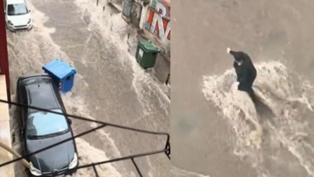 Πρωτοφανείς εικόνες από τη χθεσινή νεροποντή στη Θεσσαλονίκη -Κάδοι παρασύρθηκαν, ΙΧ κόλλησαν στα λασπόνερα