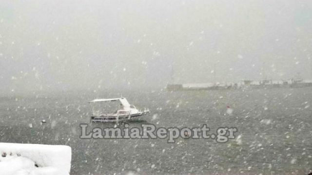 Θεολόγος Μαλεσίνας: Πυκνό χιόνι ακόμη και στις βάρκες (ΒΙΝΤΕΟ)