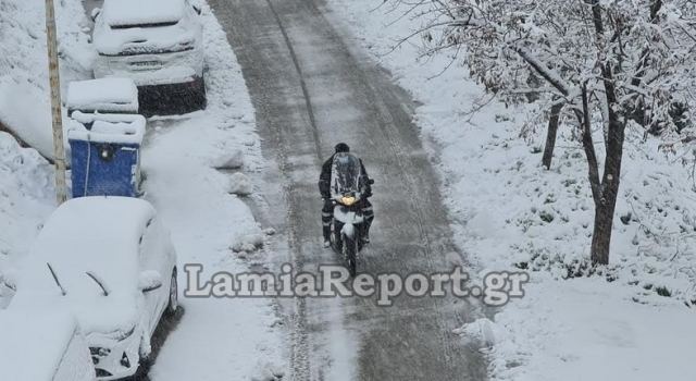 Λαμία: Ντύθηκε στα λευκά η πόλη (ΒΙΝΤΕΟ-ΦΩΤΟ)