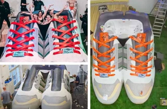 Στην Γερμανία έφτιαξαν πισίνα μέσα σε ένα τεράστιο ζευγάρι παπούτσια Adidas