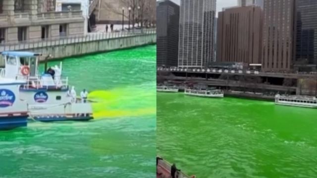 Στο Σικάγο «έβαψαν» ποτάμι πράσινο εν όψει της ημέρας του Αγίου Πατρικίου (ΒΙΝΤΕΟ)